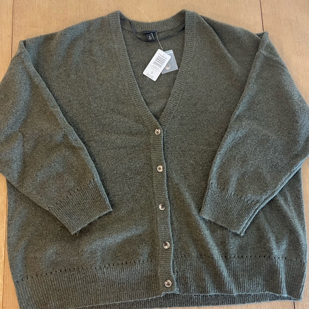 Women's Green Cardigan Sweater